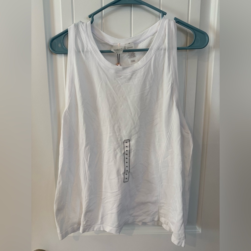 CALIA White Seamless High Neck Tank XL NWT Athletic Workout Top UPF 50
